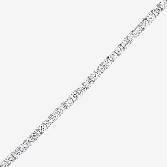 Bold Addiction Womens Lab Created White Sapphire Pure Silver Over Brass 7.5 Inch Tennis Bracelet