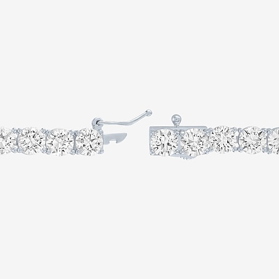 Bold Addiction Womens Lab Created White Sapphire 14K Gold Over Brass 7.5 Inch Tennis Bracelet
