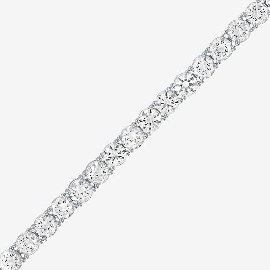 Bold Addiction Womens Lab Created White Sapphire 14K Gold Over Brass 7.5 Inch Tennis Bracelet
