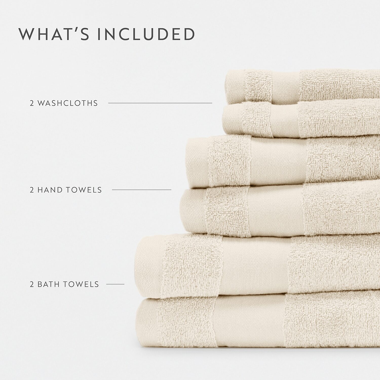 Casual Comfort Essential 6-Piece 100% Cotton Ultra Soft Bath Towel Sets