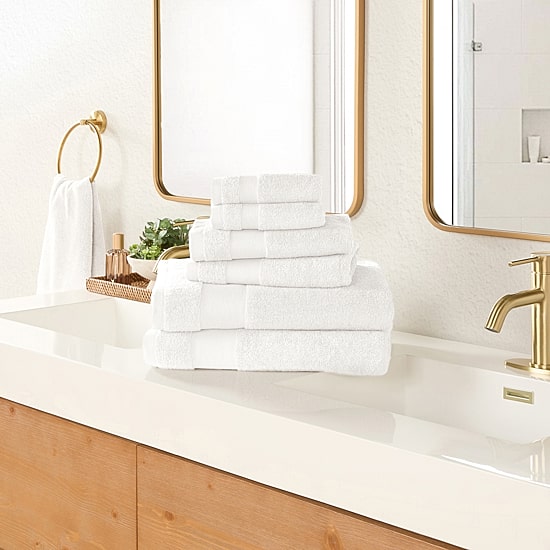 Casual Comfort Essential 6-Piece 100% Cotton Ultra Soft Bath Towel Sets