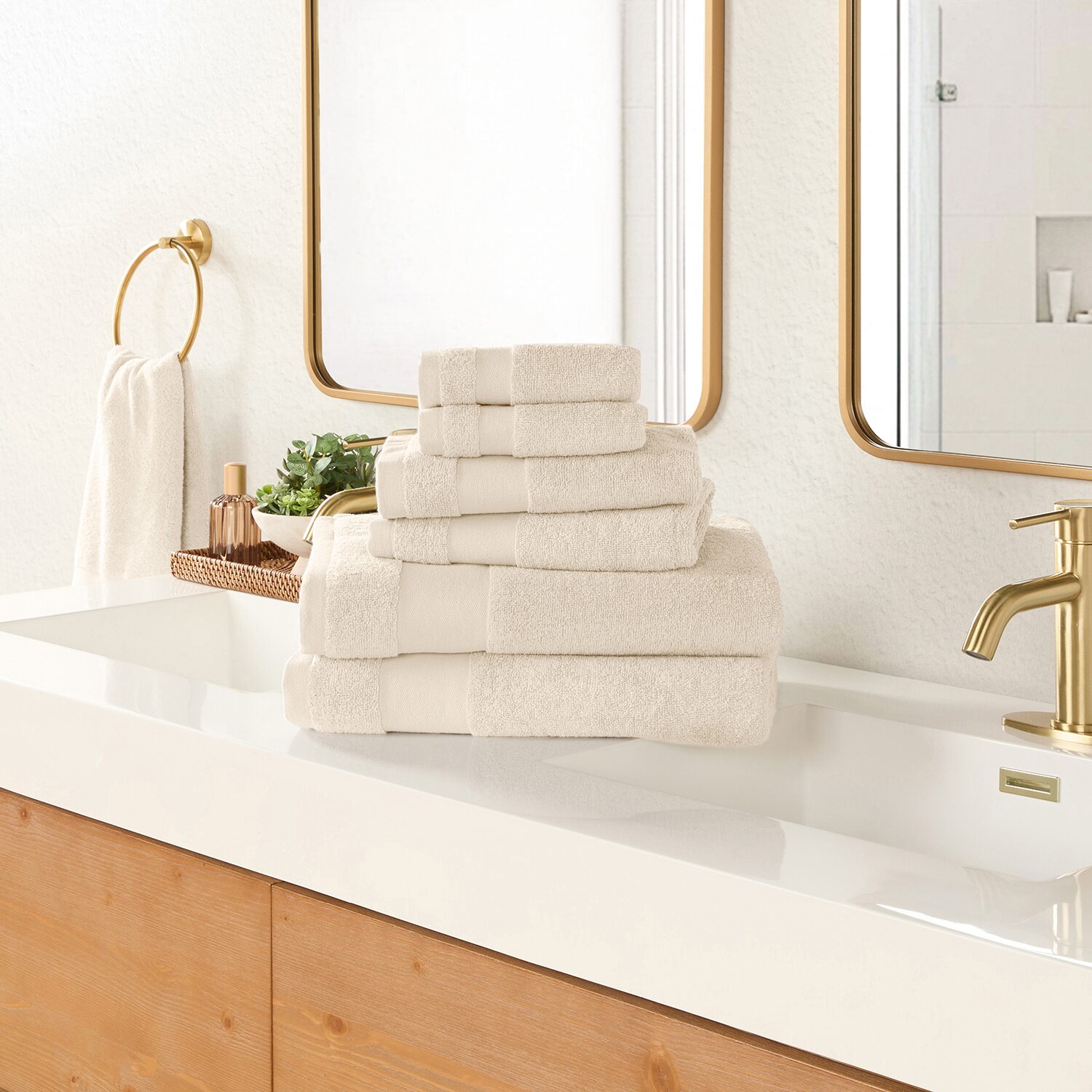 Casual Comfort Essential 6-Piece 100% Cotton Ultra Soft Bath Towel Sets
