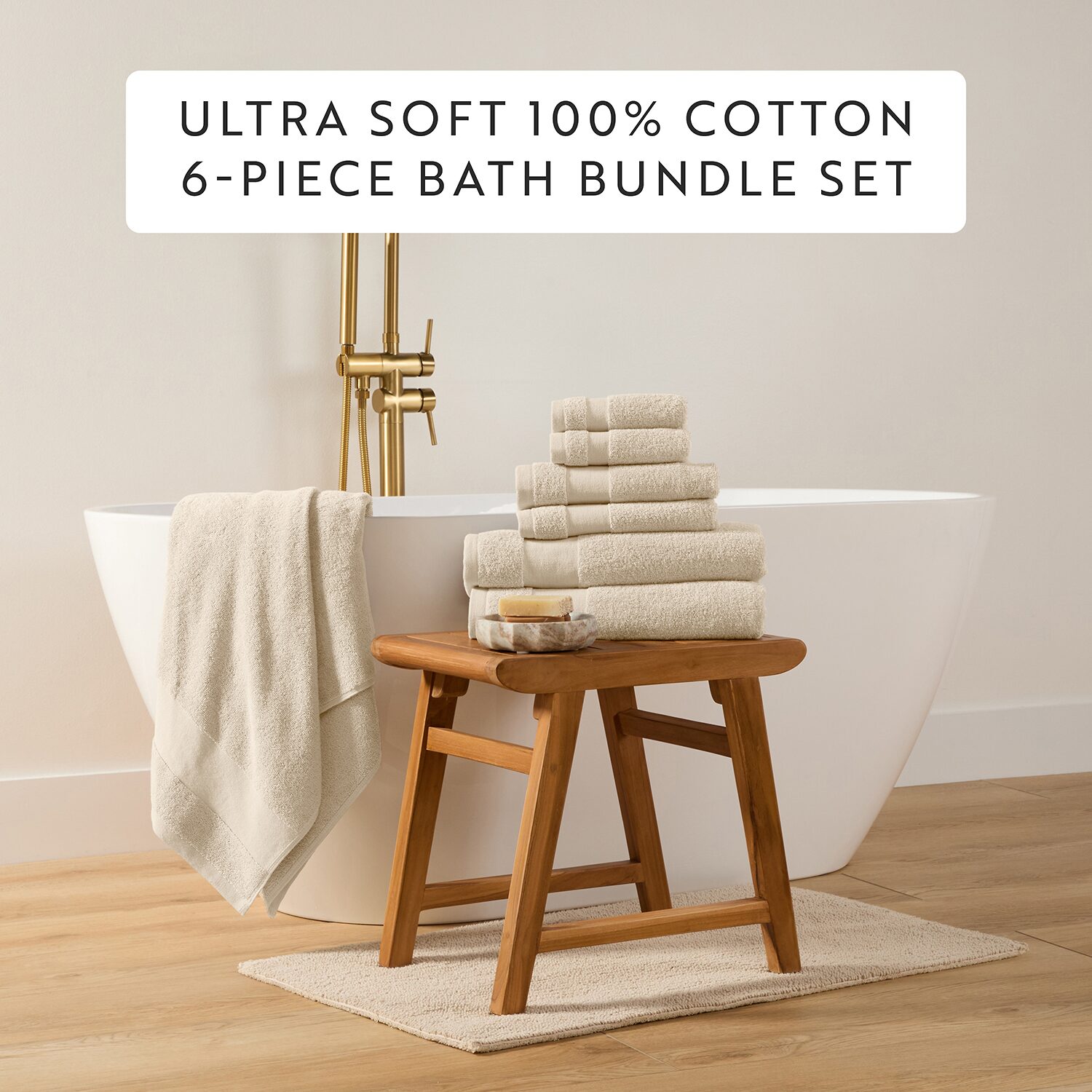 Casual Comfort Essential 6-Piece 100% Cotton Ultra Soft Bath Towel Sets