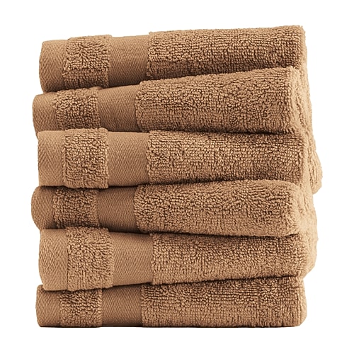 Casual Comfort Essential 6-piece 100% Cotton Ultra Soft Washcloth Towel Set In Brown