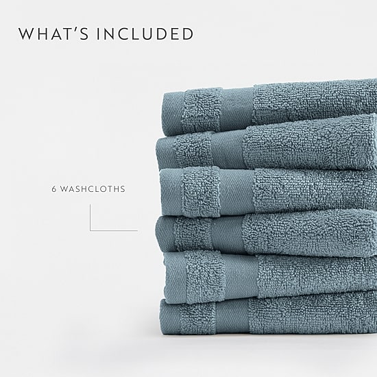 Casual Comfort Essential 6-Piece 100% Cotton Ultra Soft Washcloth Towel Set