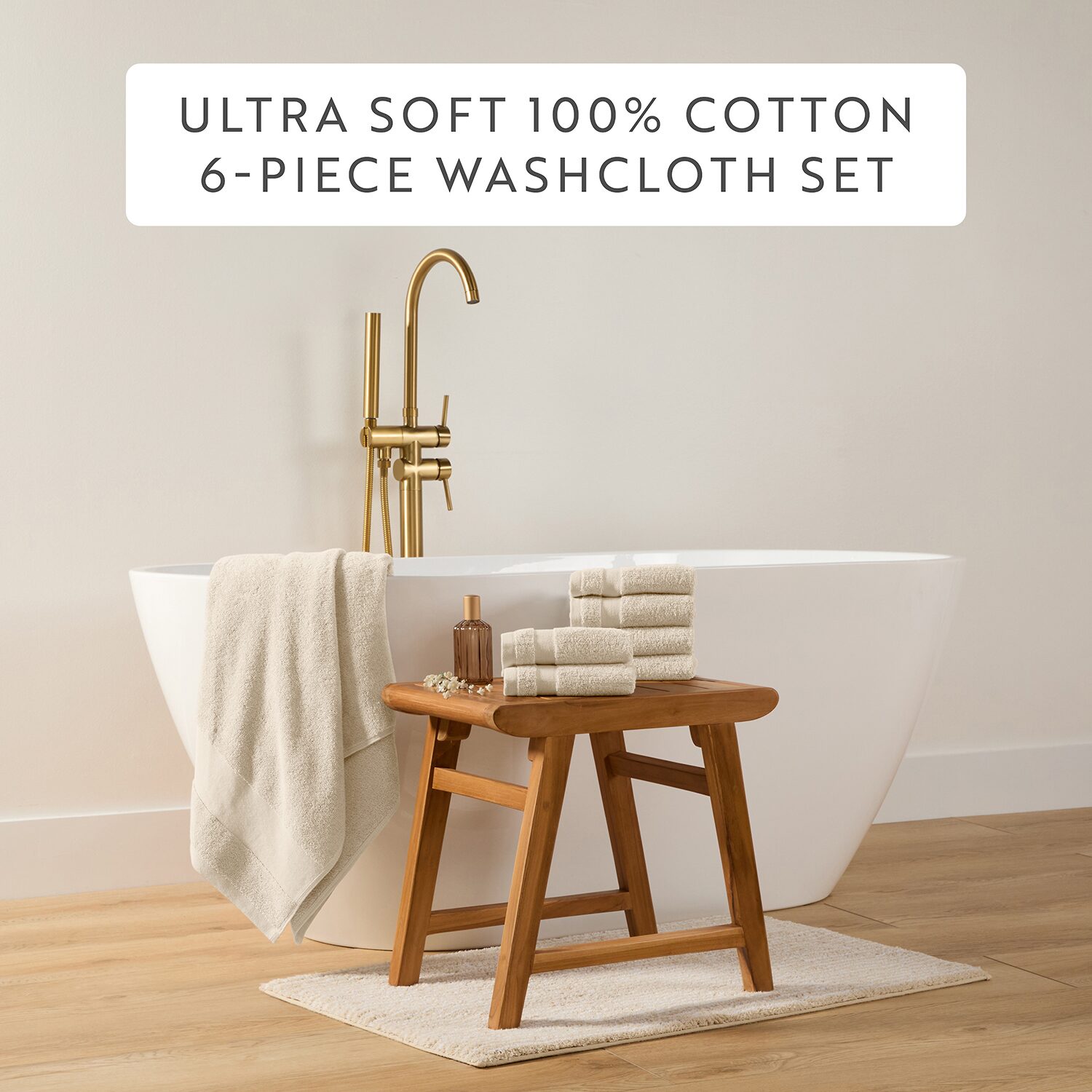 Casual Comfort Essential 6-Piece 100% Cotton Ultra Soft Washcloth Towel Set