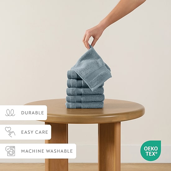 Casual Comfort Essential 6-Piece 100% Cotton Ultra Soft Washcloth Towel Set