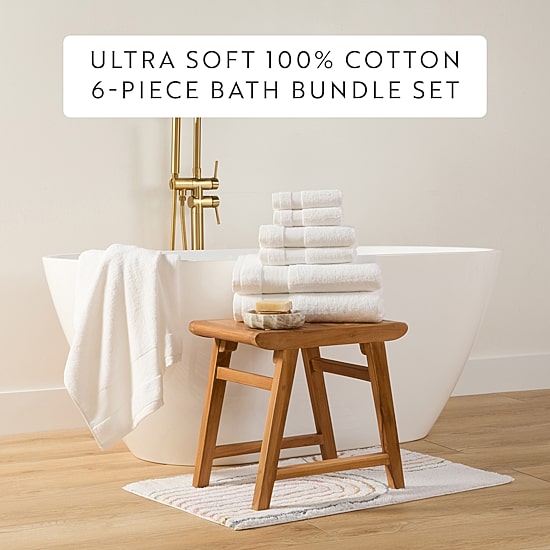 Casual Comfort Essential 6-Piece 100% Cotton Ultra Soft Bath Towel Sets