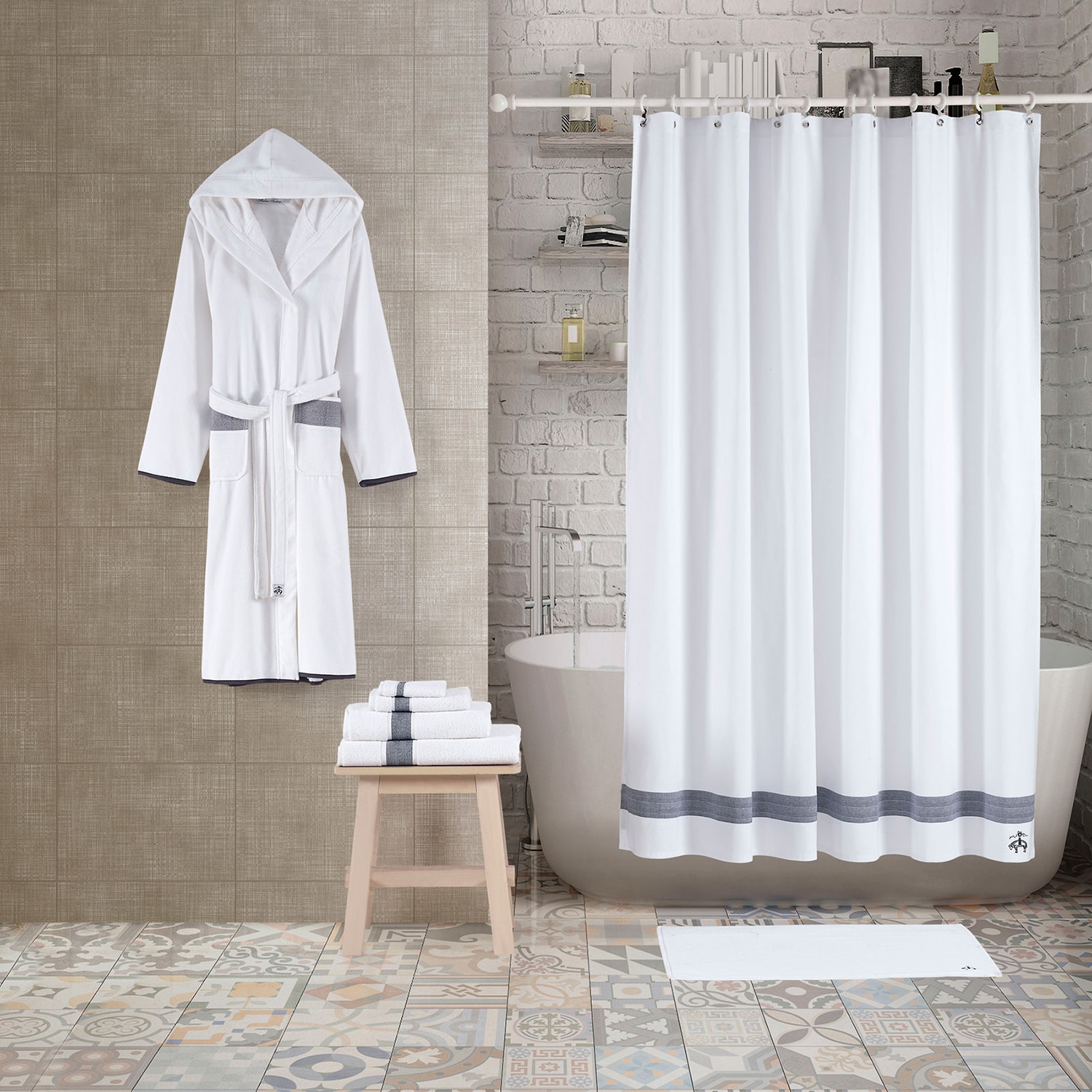 Depera Home Zero-Twist Turkish Cotton Shower Curtain