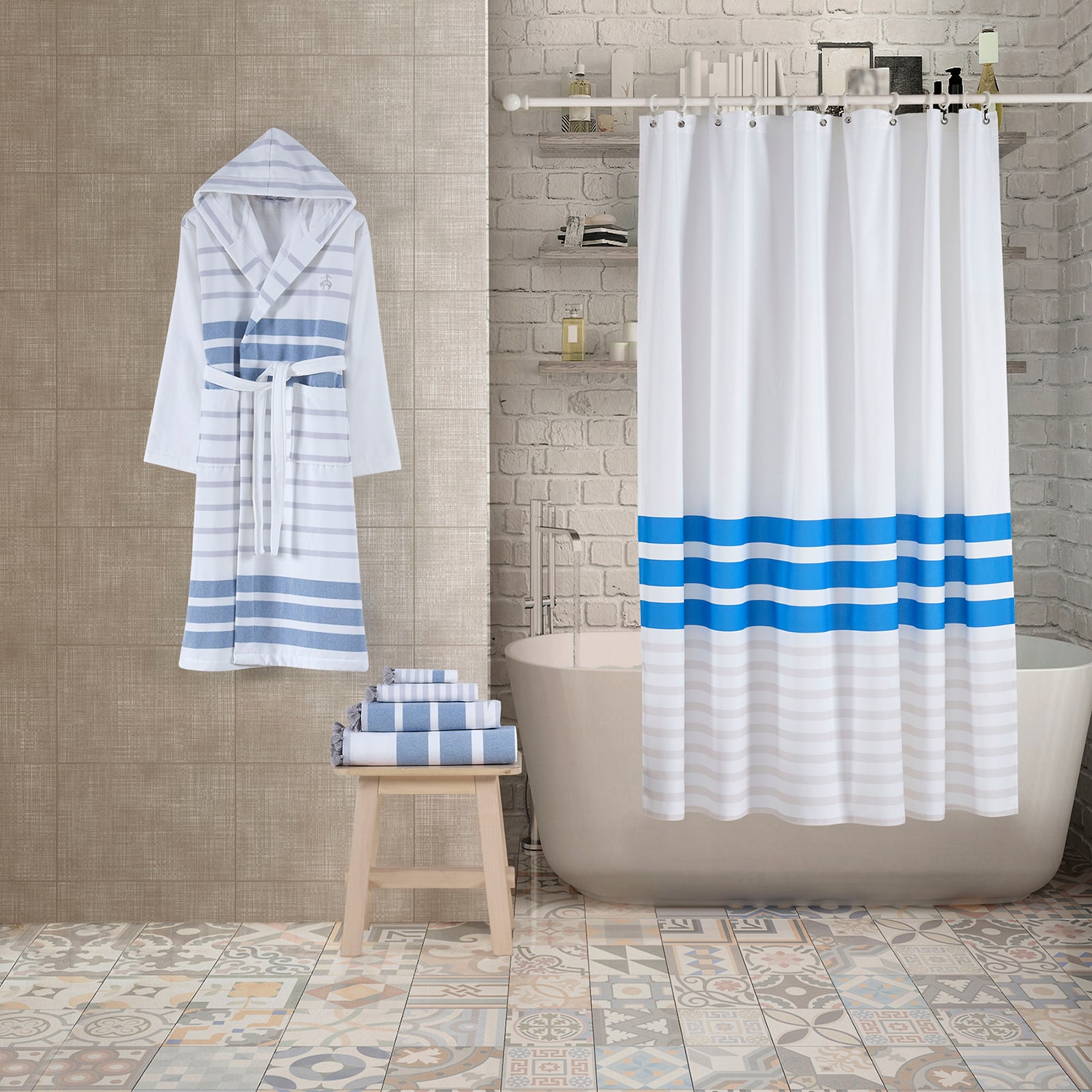 Depera Home Zero-Twist Turkish Cotton Shower Curtain