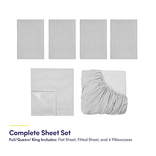 Sweet Home Collection™ Classic Stripes Printed Sheet Set, Deluxe Ultra Soft, Double Brushed Microfiber with Bonus Pillowcases