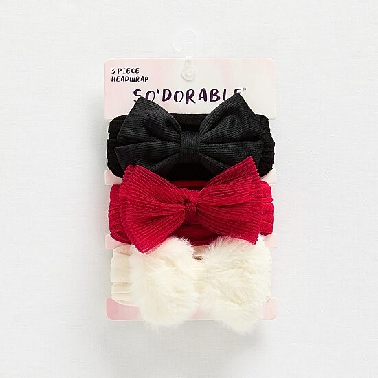 So Adorable Girls Baby Knit 3-pc. Hair Bow