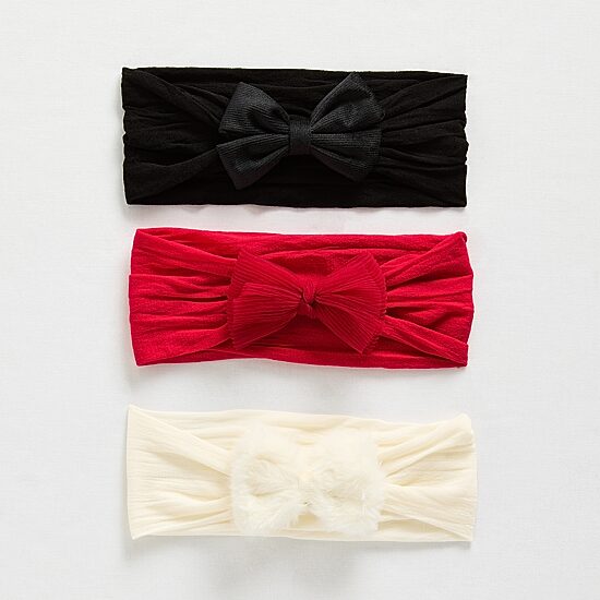 So Adorable Girls Baby Knit 3-pc. Hair Bow