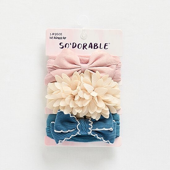 So Adorable Girls Baby Knit 3-pc. Hair Bow