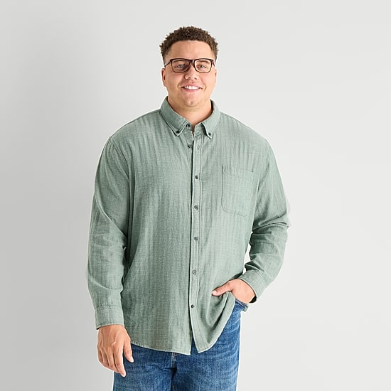 St. John's Bay Mens Long Sleeve Classic Fit Big and Tall Flannel Shirt