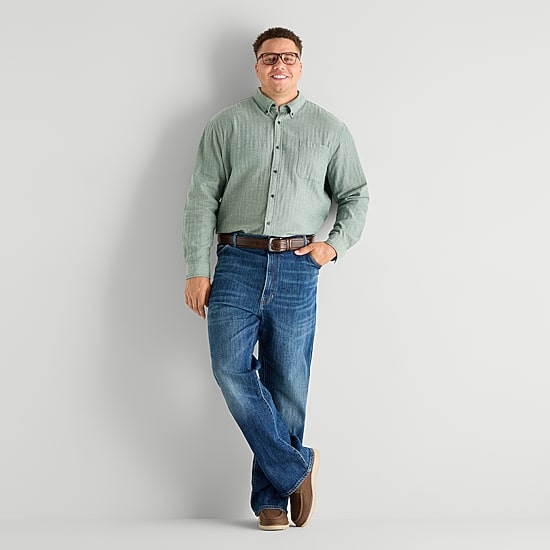 St. John's Bay Mens Long Sleeve Classic Fit Big and Tall Flannel Shirt