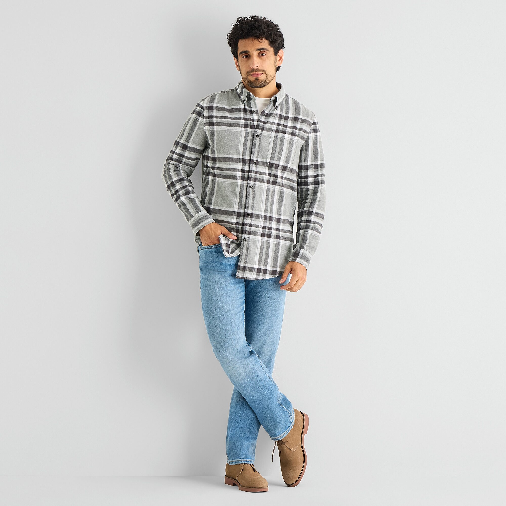 St. John's Bay Mens Long Sleeve Classic Fit Flannel Shirt
