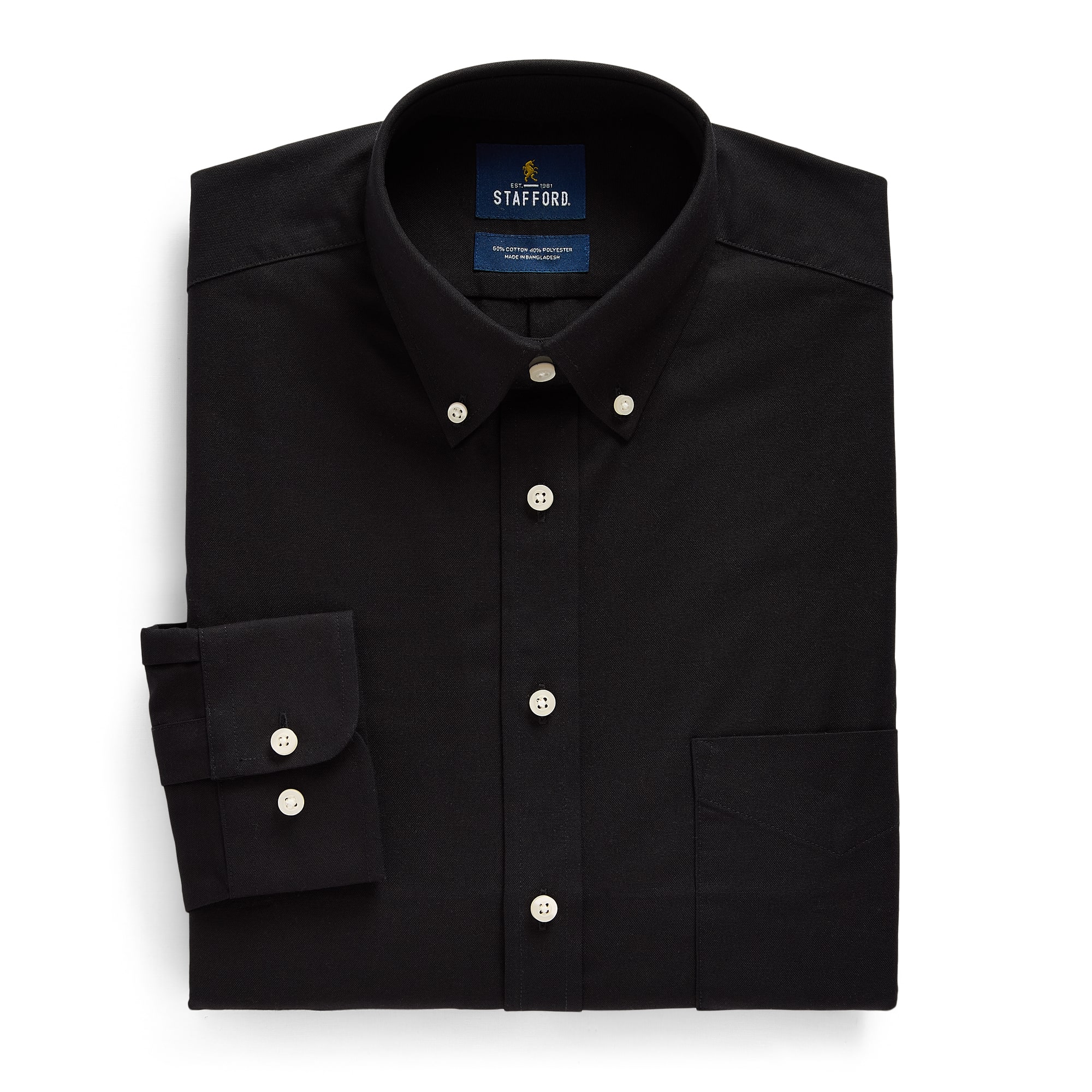 Stafford Oxford Mens Regular Fit Stretch Fabric Wrinkle Free Long Sleeve Dress Shirt