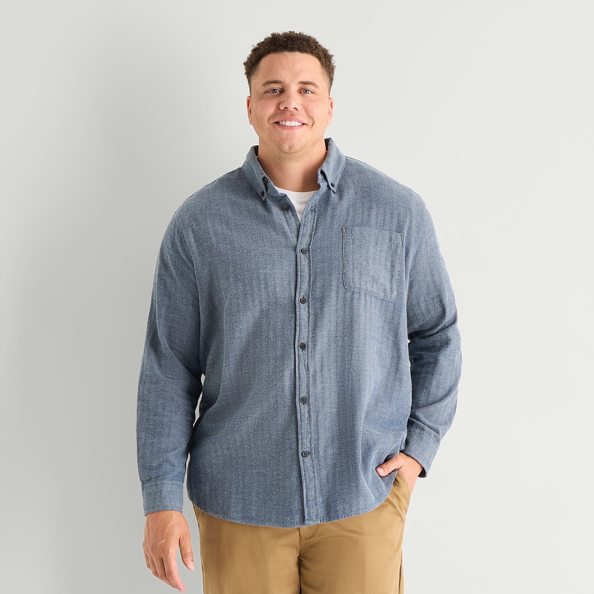 St. John's Bay Mens Long Sleeve Classic Fit Big and Tall Flannel Shirt
