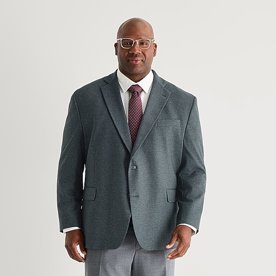Stafford Mens Big and Tall Checked Classic Fit Sport Coat