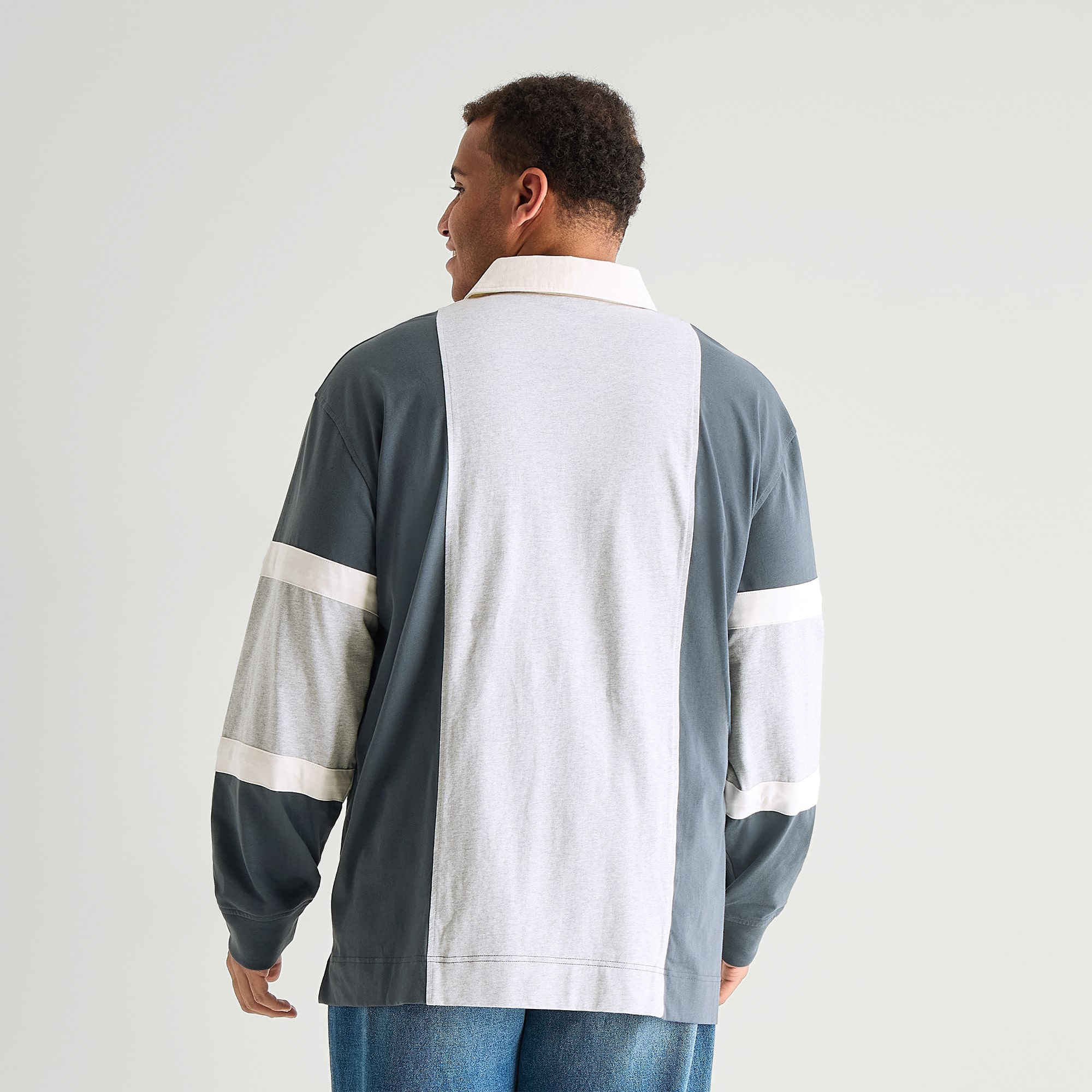 Arizona Mens Long Sleeve Classic Fit Button Down Collar Striped Big and Tall Rugby Shirt