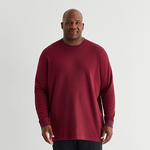 St. John's Bay Waffle Mens Crew Neck Long Sleeve Classic Fit Big and Tall Thermal Top, 5x-large Tall, Red