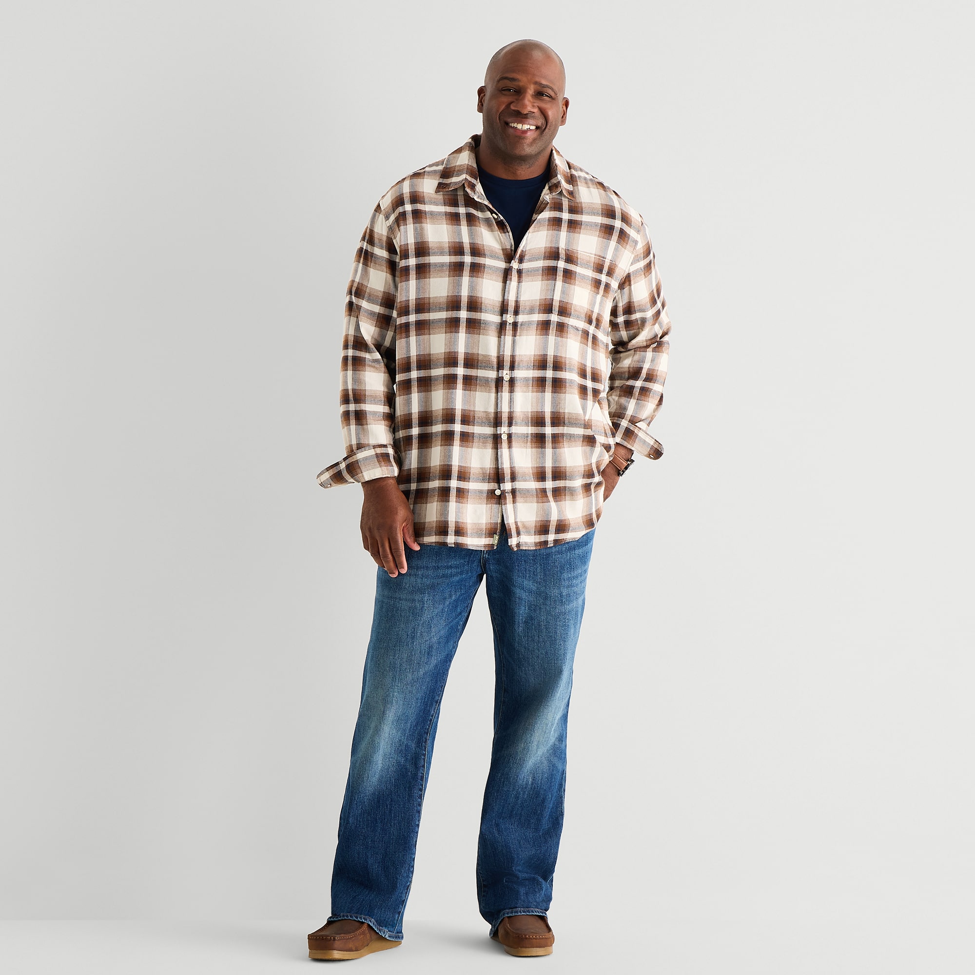 mutual weave Mens Long Sleeve Regular Fit Big and Tall Button-Down Shirt