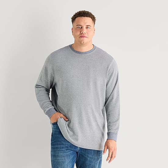 St. John's Bay Waffle Mens Crew Neck Long Sleeve Classic Fit Big and Tall Thermal Top