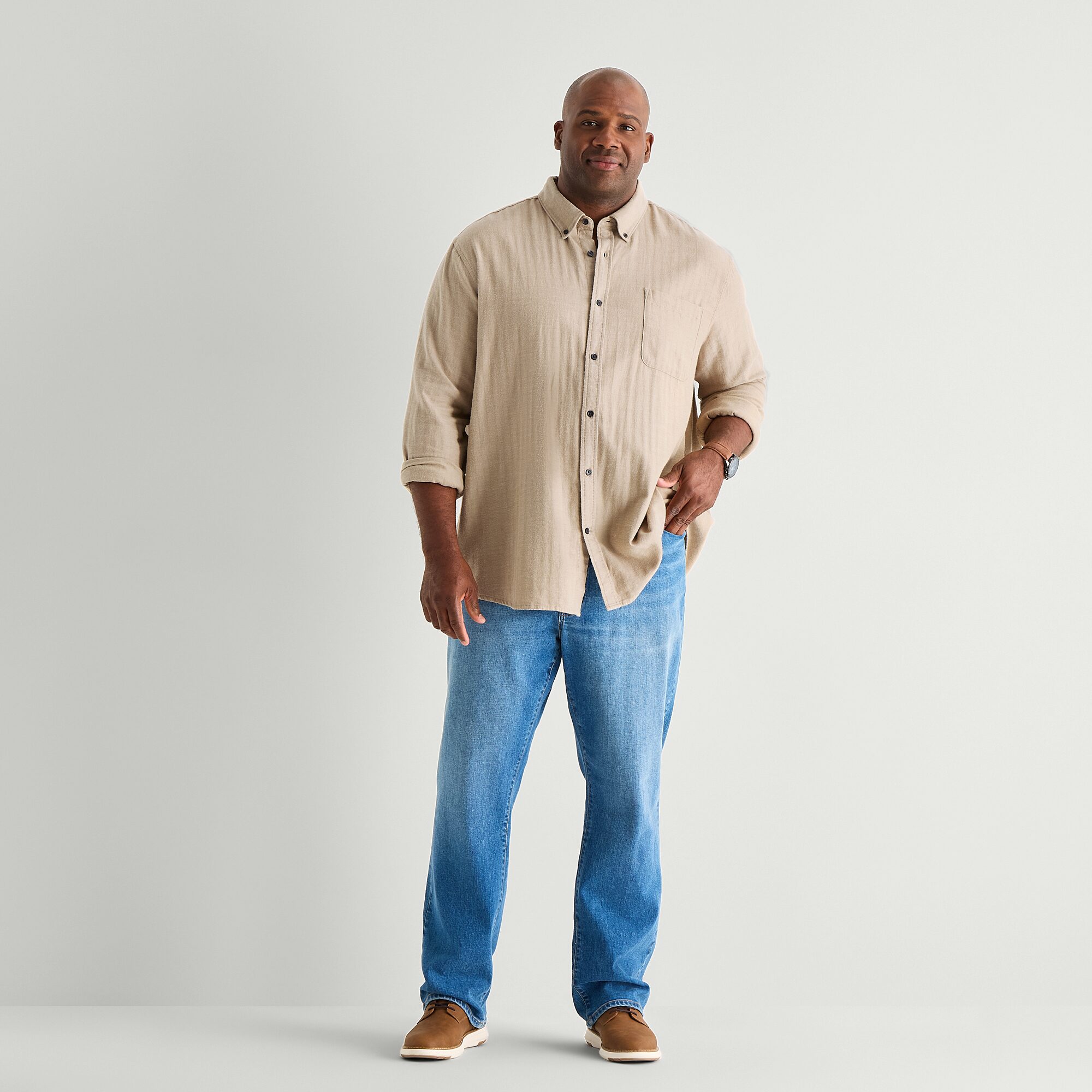 St. John's Bay Mens Long Sleeve Classic Fit Big and Tall Flannel Shirt