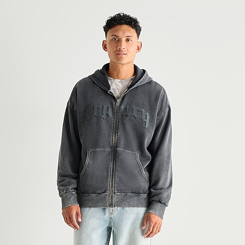 Arizona Mens Long Sleeve Zipper Hoodie In Gray