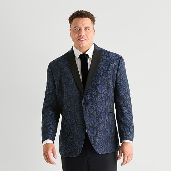 J. Ferrar Evening Edition Mens Big and Tall Floral Regular Fit Tuxedo Jacket