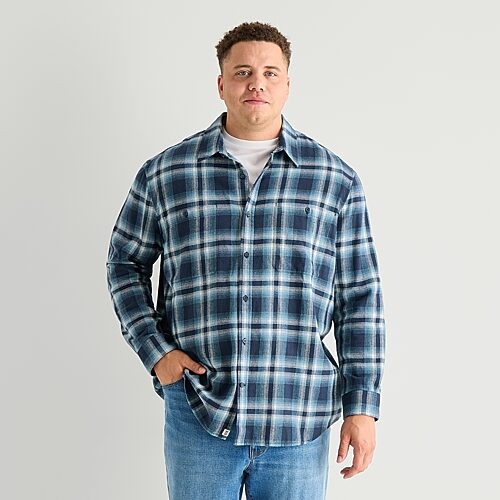 Mutual Weave Mens Long Sleeve Regular Fit Big And Tall Flannel Shirt In Blue