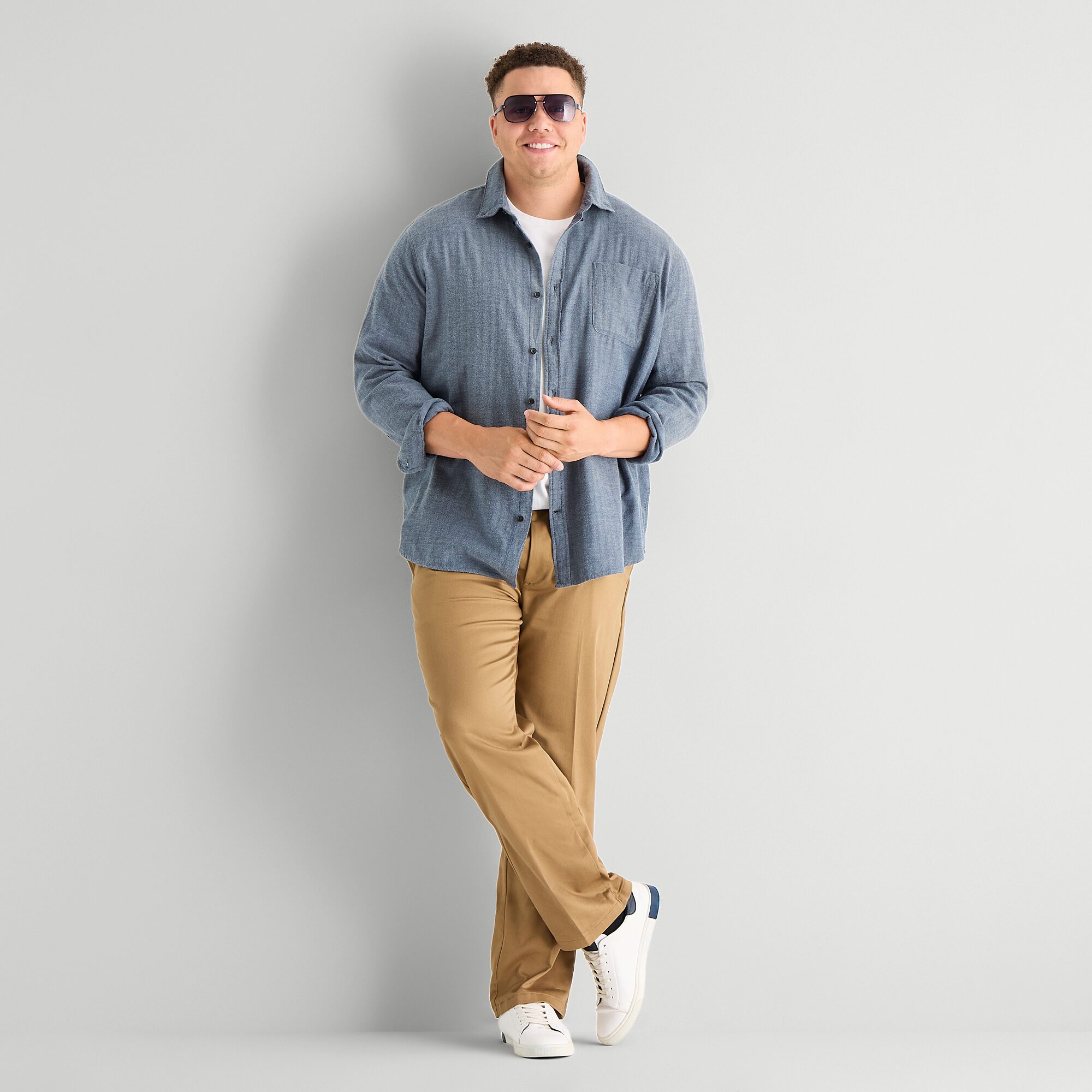St. John's Bay Mens Long Sleeve Classic Fit Big and Tall Flannel Shirt