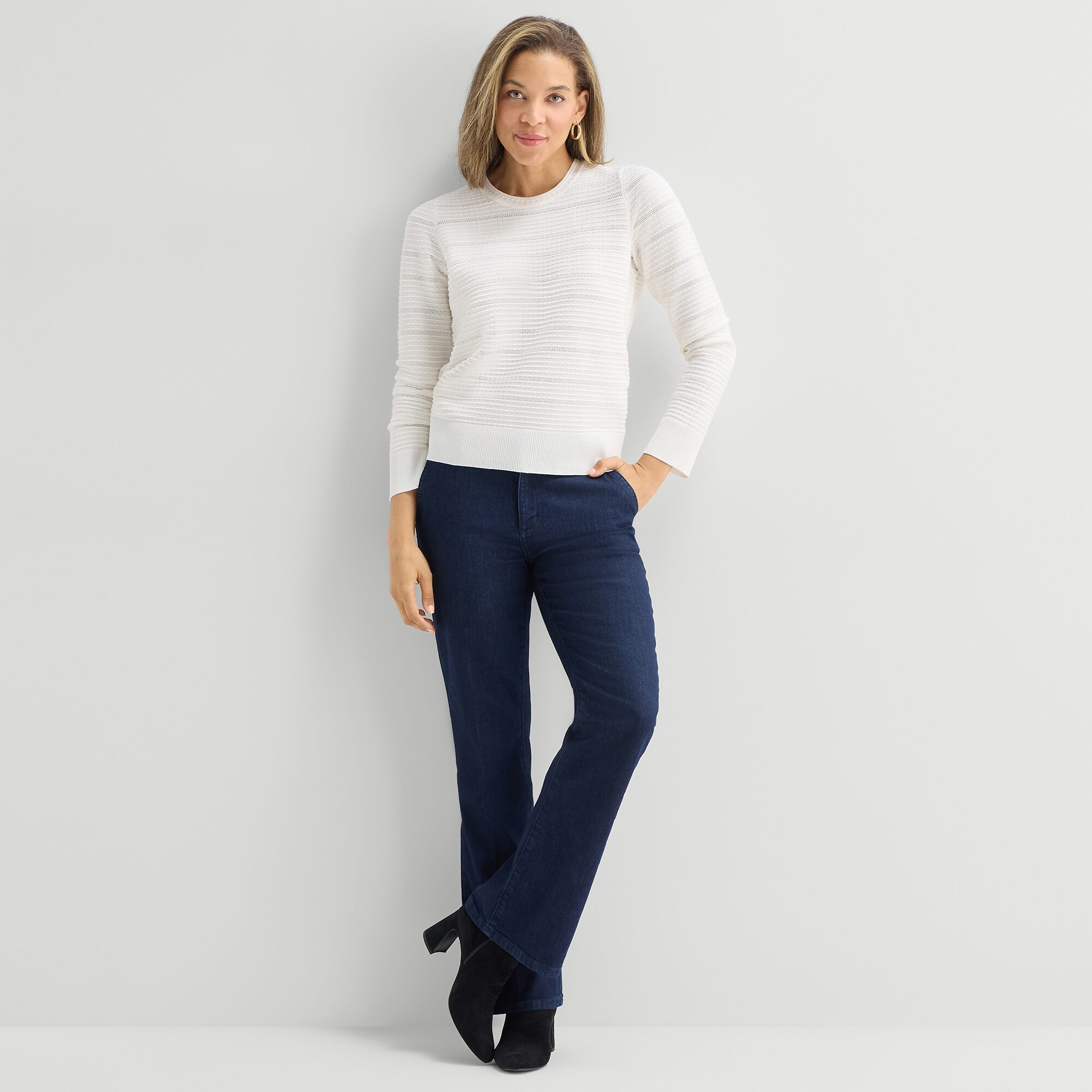Liz Claiborne Womens Crew Neck Long Sleeve Pullover Sweater