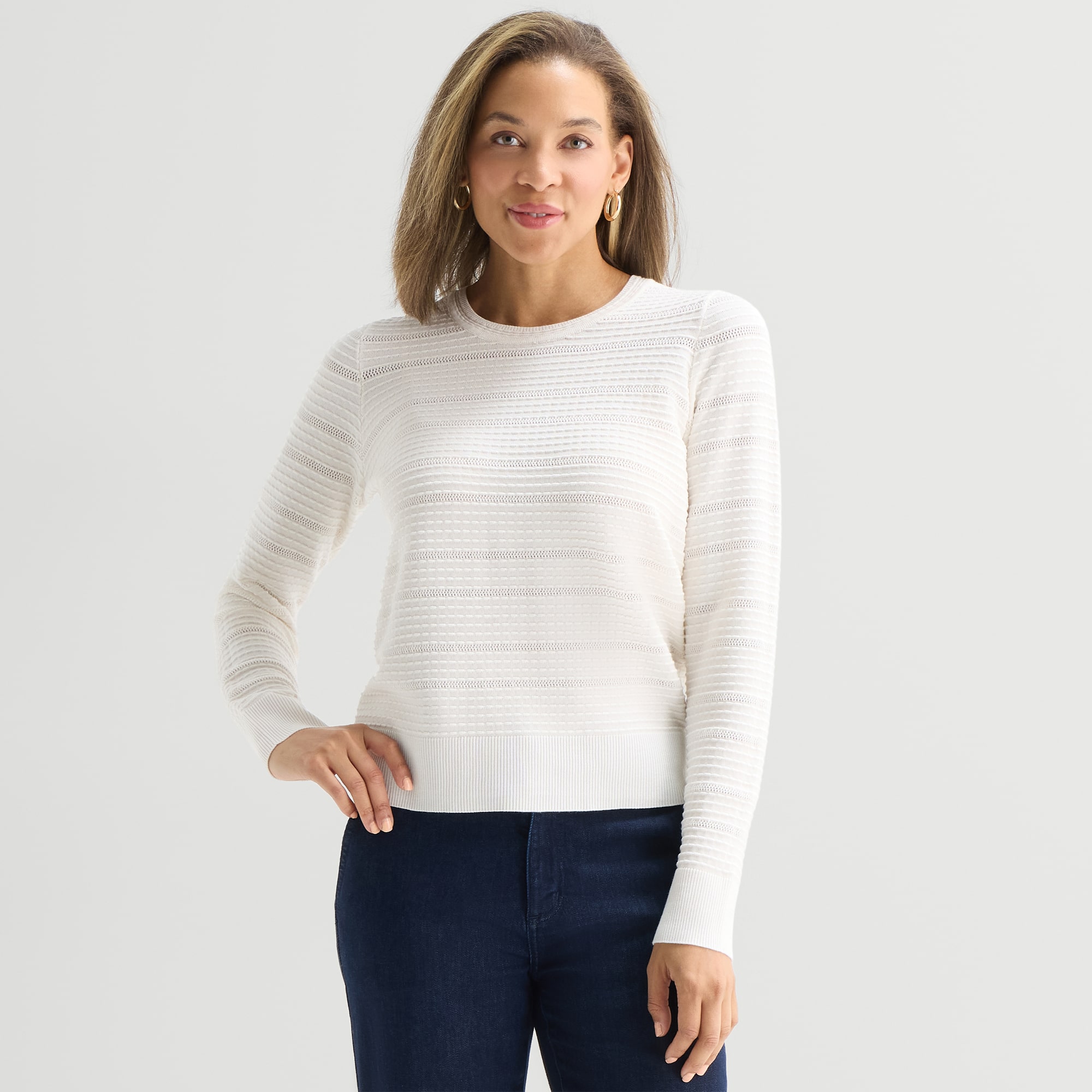 Liz Claiborne Womens Crew Neck Long Sleeve Pullover Sweater