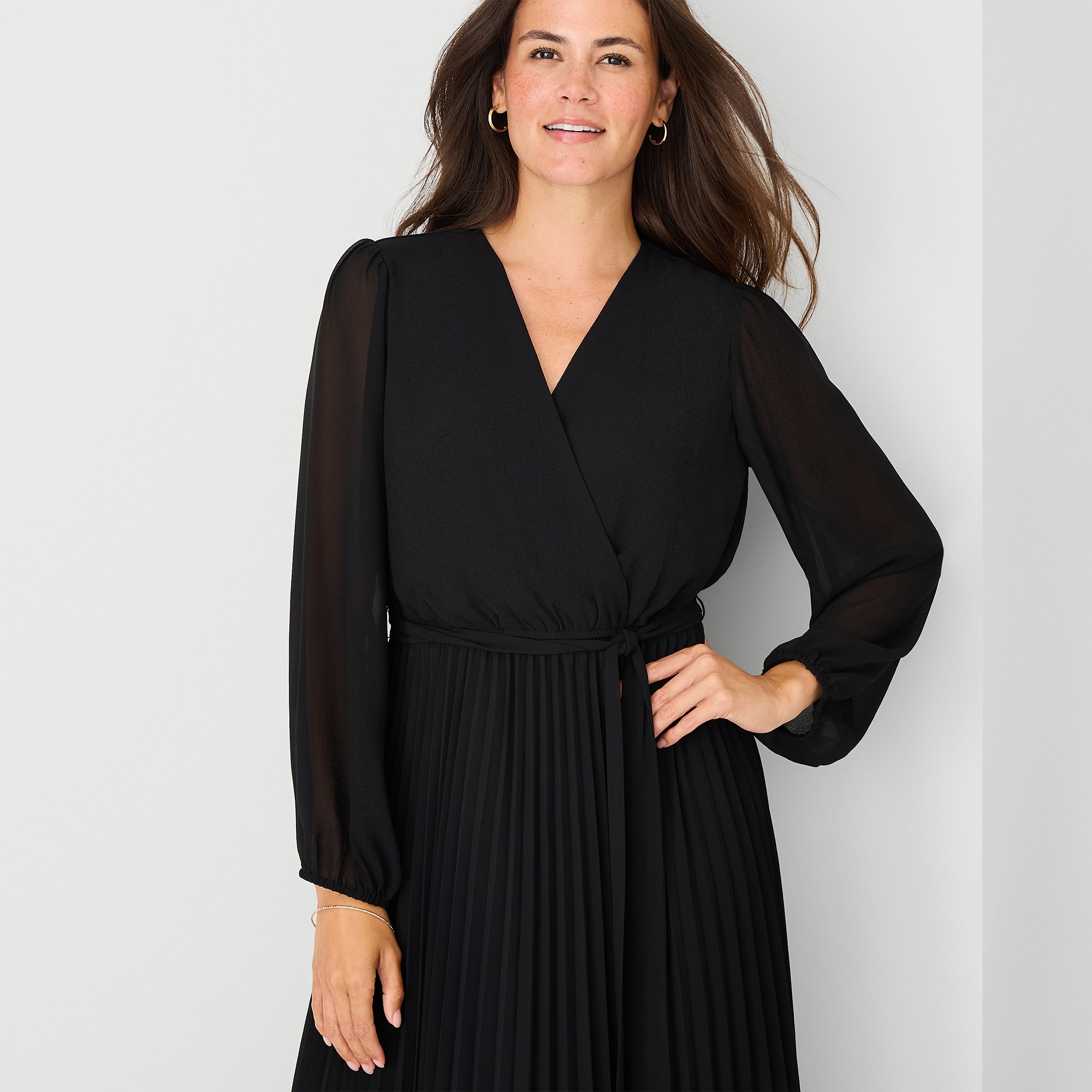 Studio 1 Womens V Neck Long Sleeve Bishop Maxi Dress
