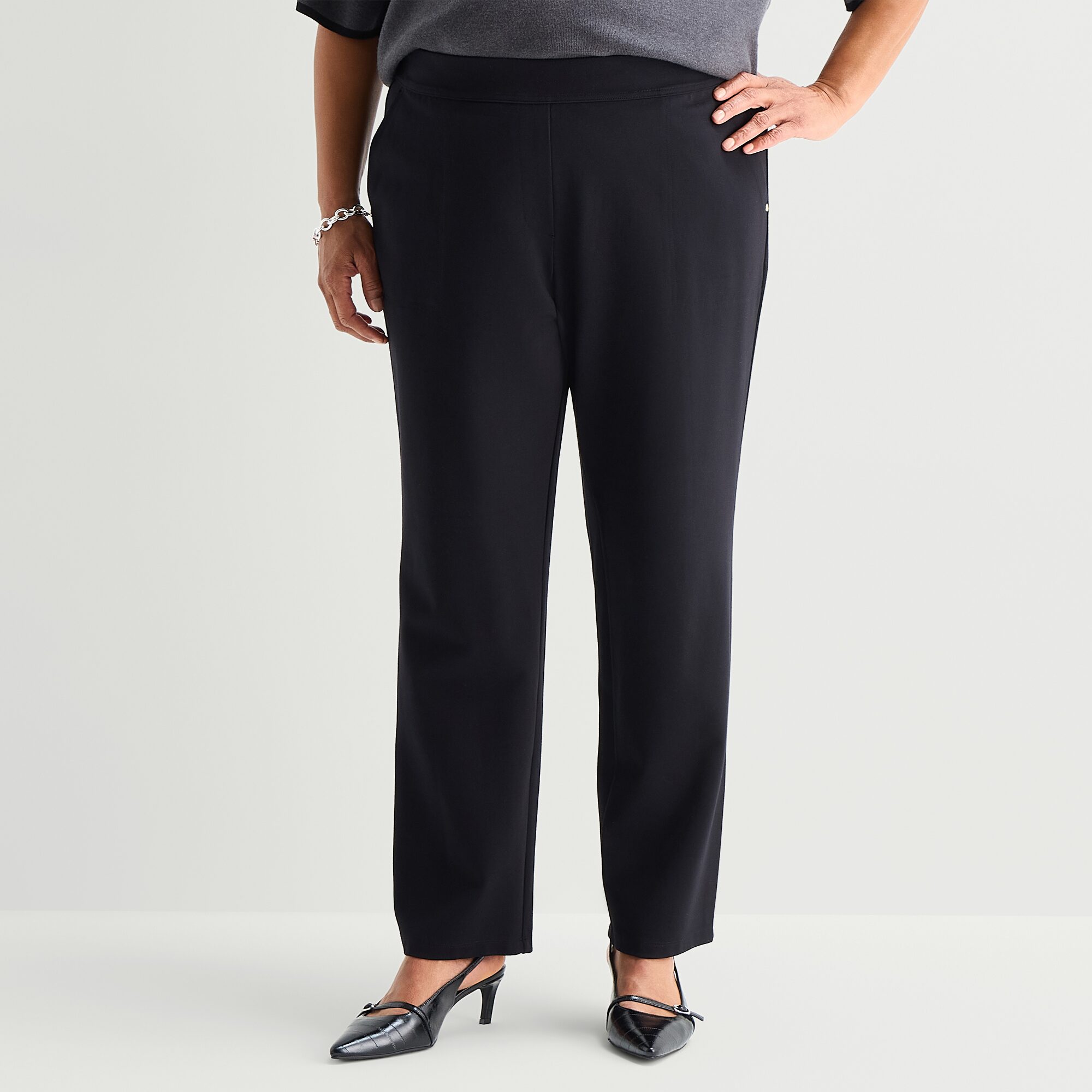 Liz Claiborne Maya Womens Plus Straight Mid Rise Pull-On Pant