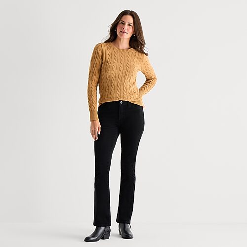 St. John's Bay Womens Tall Mid Rise Bootcut Corduroy Pant In Black
