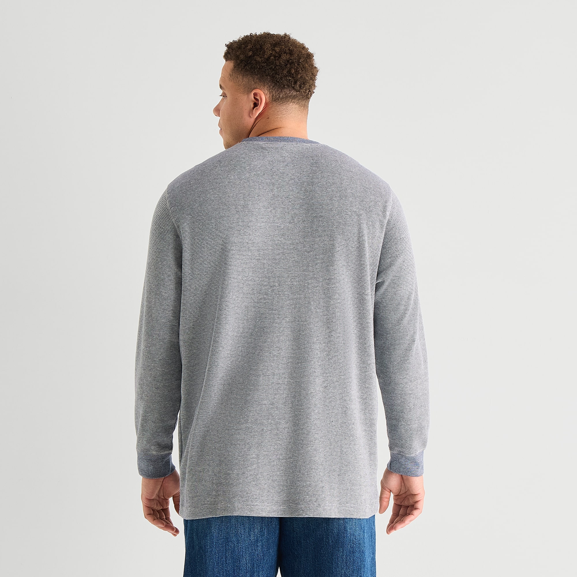 St. John's Bay Waffle Mens Crew Neck Long Sleeve Classic Fit Big and Tall Thermal Top