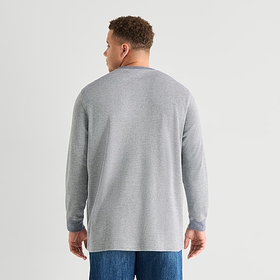 St. John's Bay Waffle Mens Crew Neck Long Sleeve Classic Fit Big and Tall Thermal Top