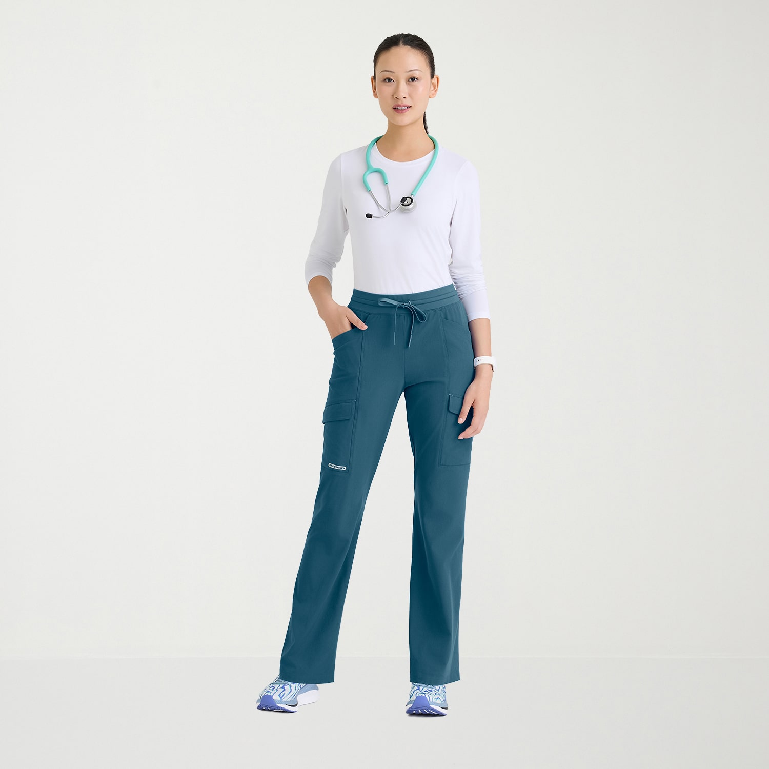 Skechers Skp733 Reward 5-Pocket High Rise Fit & Flare Leg Womens Plus Tall Stretch Fabric Moisture Wicking Scrub Pant