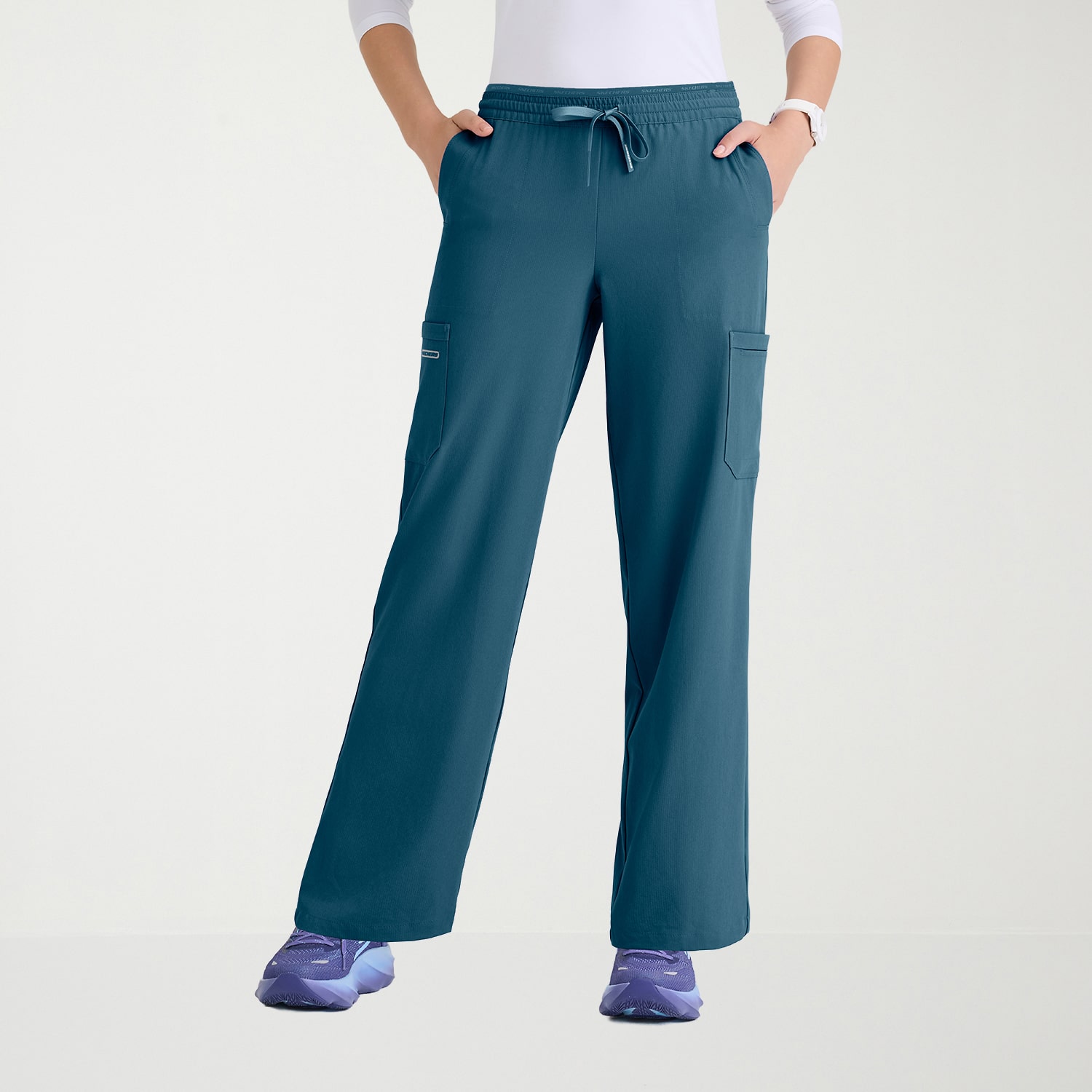 Skechers Skp734 Honor 6-Pocket High-Rise Straight Leg Womens Stretch Fabric Moisture Wicking Scrub Pant