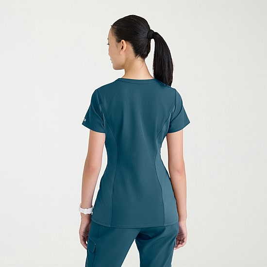 Skechers Skt312 Reward 3-Pocket Slim Fit Womens V Neck Short Sleeve Stretch Fabric Moisture Wicking Scrub Top