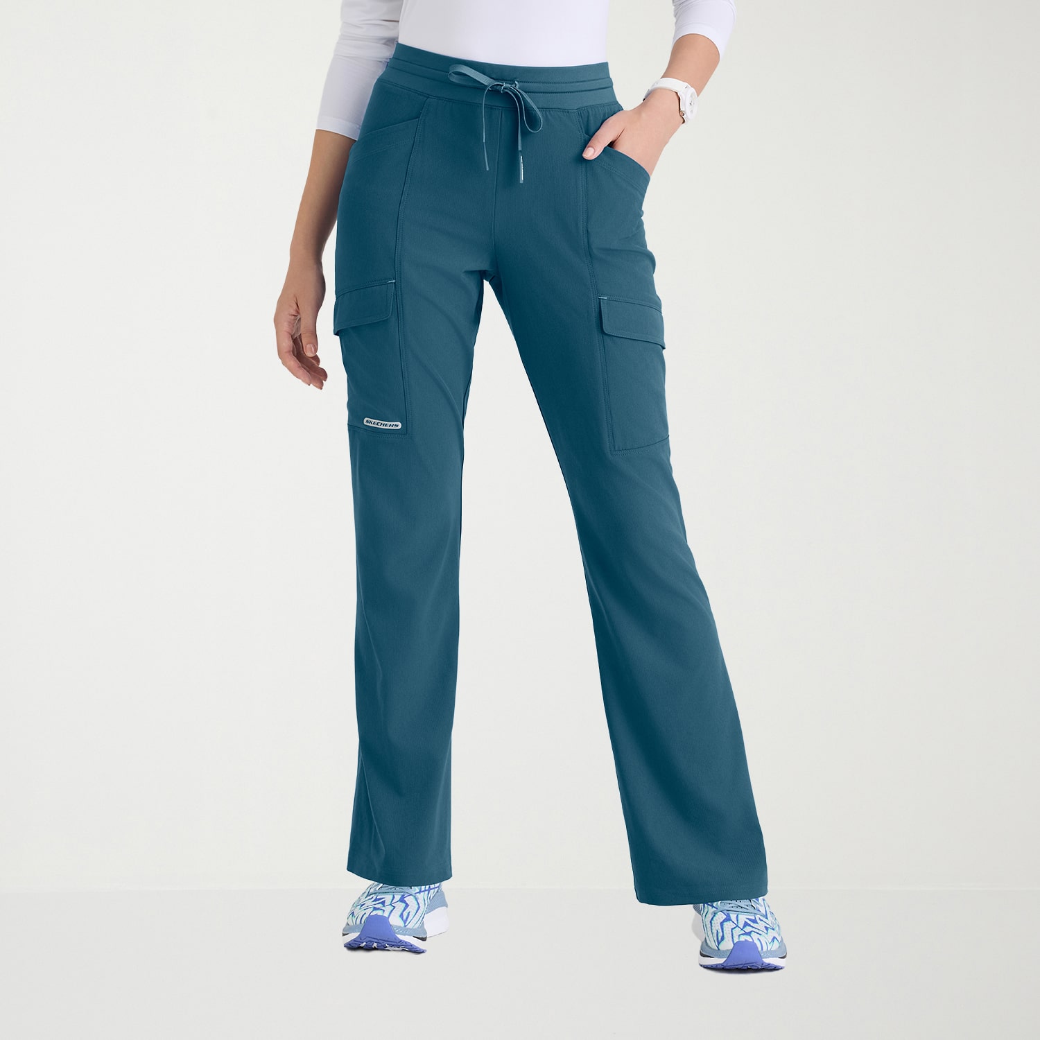 Skechers Skp733 Reward 5-Pocket High Rise Fit & Flare Leg Womens Plus Tall Stretch Fabric Moisture Wicking Scrub Pant