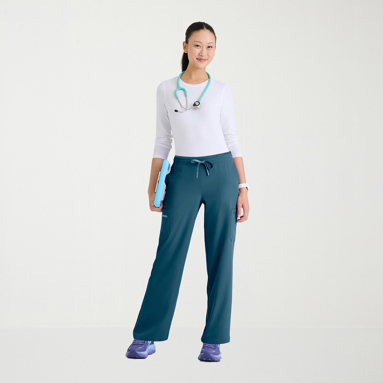 Skechers Skp734 Honor 6-Pocket High-Rise Straight Leg Womens Stretch Fabric Moisture Wicking Scrub Pant