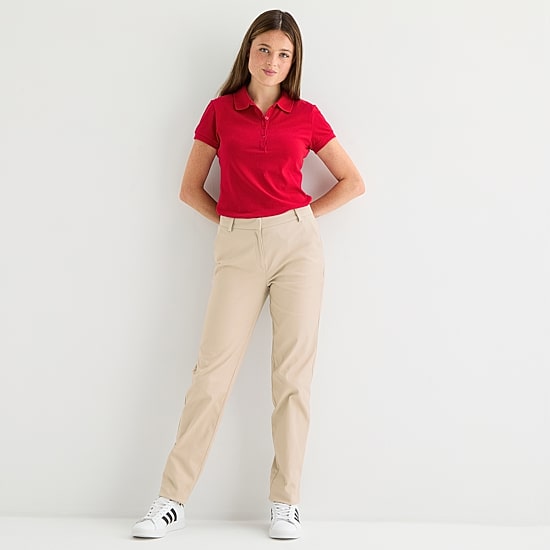 IZOD Womens Juniors Straight Mid Rise Flat Front Pant