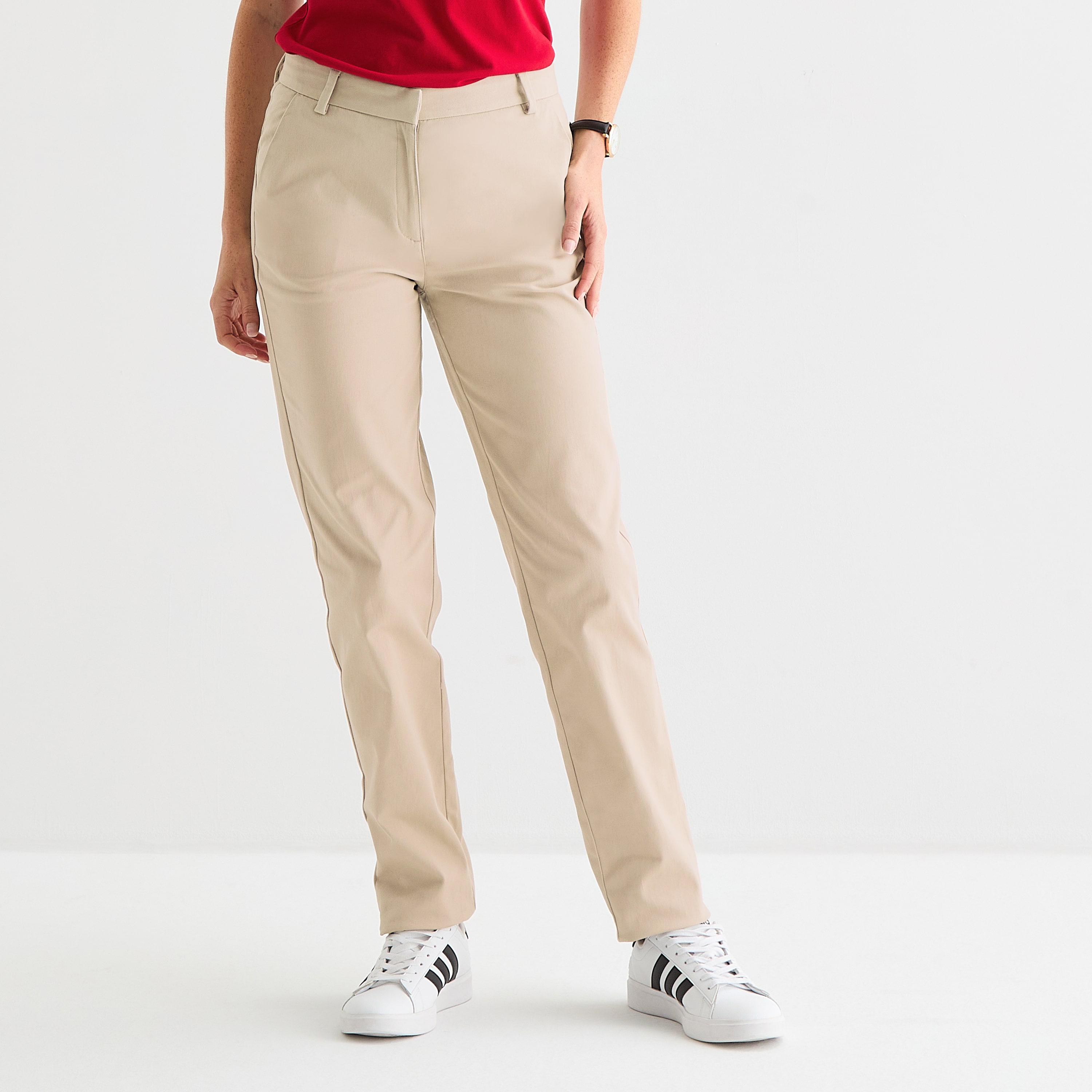 IZOD Womens Juniors Straight Mid Rise Flat Front Pant