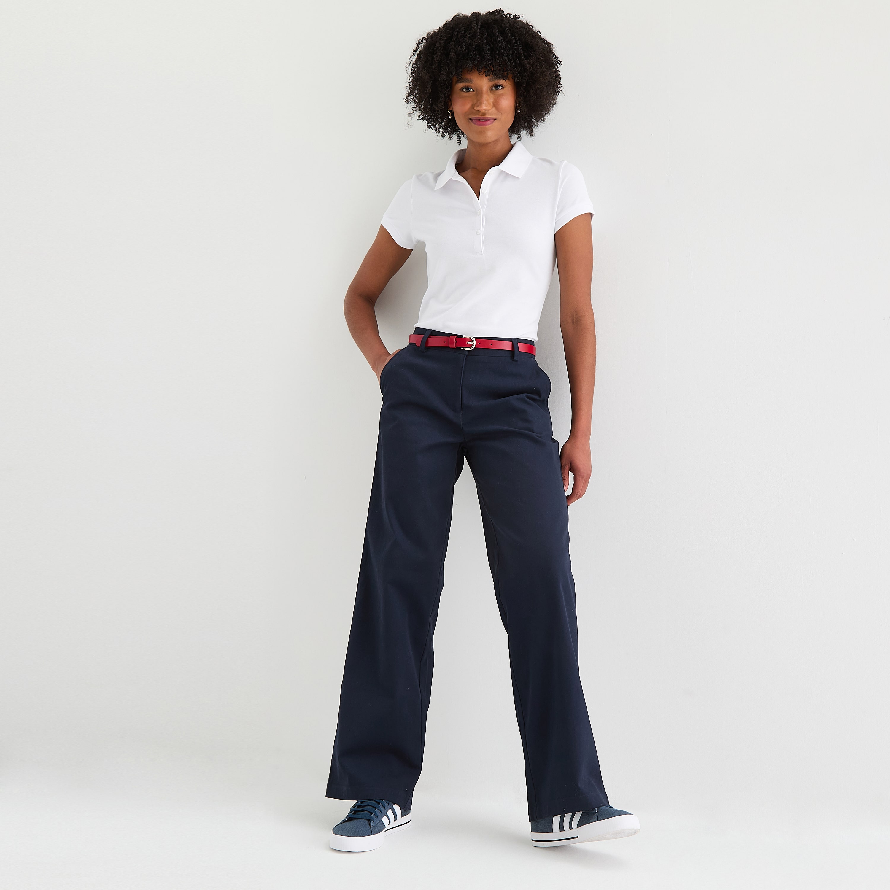 IZOD Womens Juniors Wide Leg Mid Rise Flat Front Pant