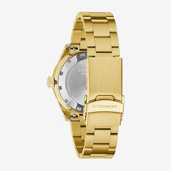 Caravelle Designed By Bulova Caravelle Sea Hunter Mens Automatic Gold Tone Stainless Steel Bracelet Watch 44b133