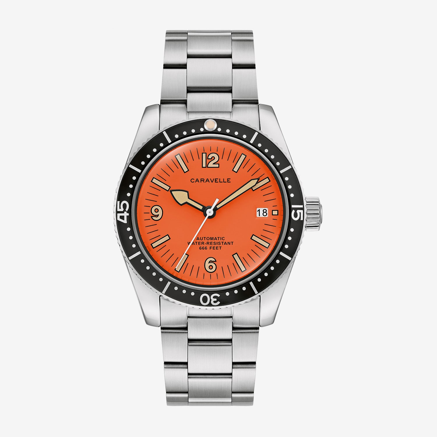 Caravelle Designed By Bulova Caravelle Sea Hunter Mens Automatic Silver Tone Stainless Steel Bracelet Watch 43b177